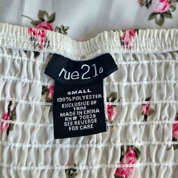 RUE 21 spring summer v neck adjustable spaghetti strap WHITE FLORAL DRESS new - Picture 16 of 16